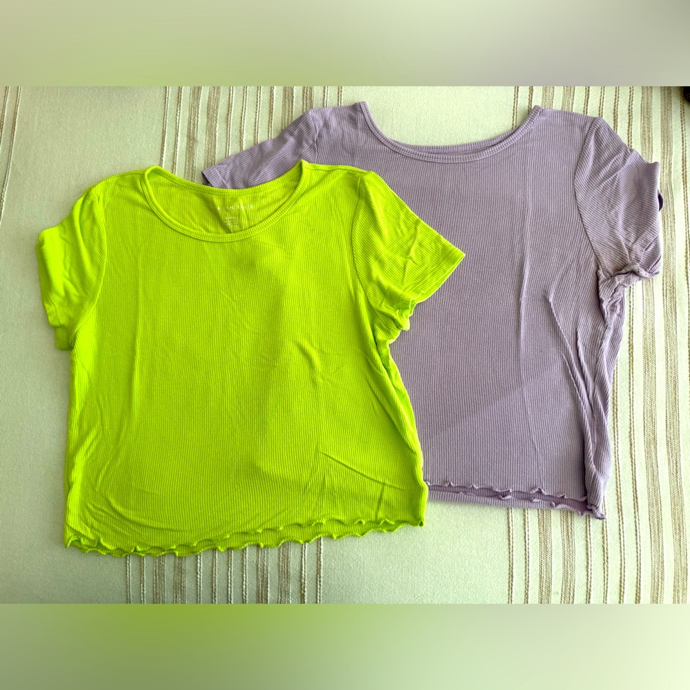 American eagle green and purple crop tops (set of 2)